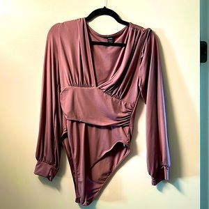 Mauve colored long sleeve blouse - bodysuit style